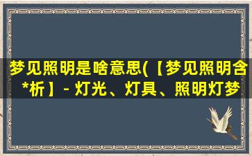 梦见照明是啥意思(【梦见照明含*析】- 灯光、灯具、照明灯梦境解析)